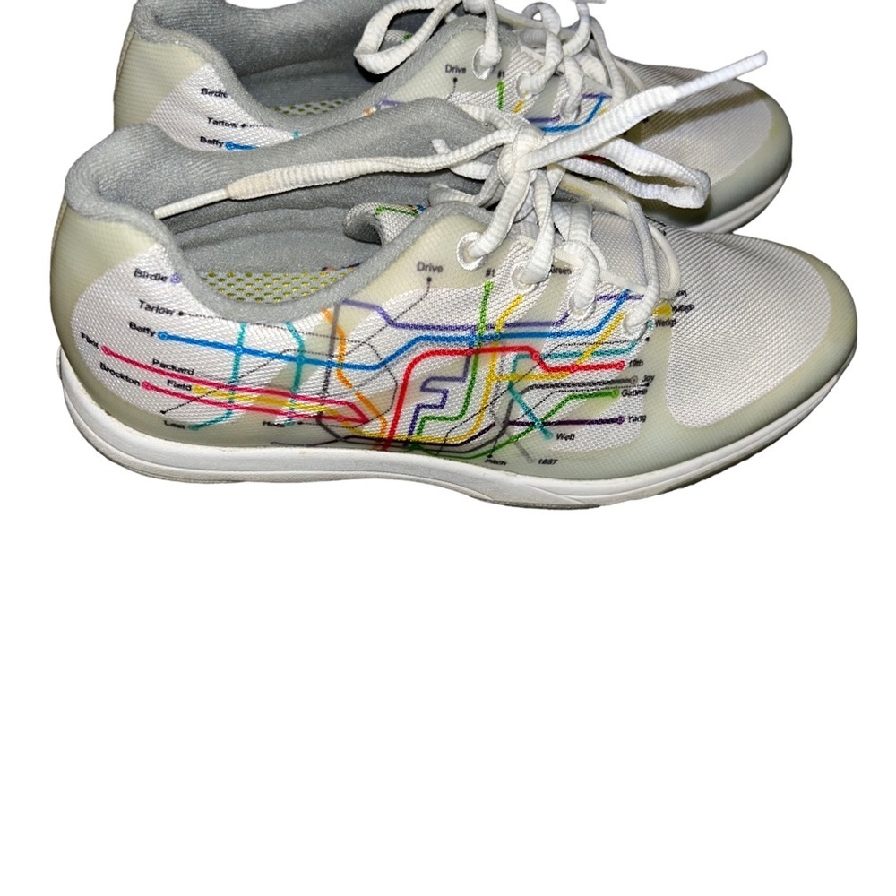 FootJoy Womens Leisure Golf Shoes White/Subway Print spikeless size 5.5 FJ